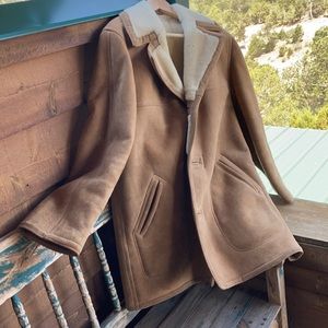 Men’s Tan Leather, 100% Pure Wool Coat/Jacket Sz38